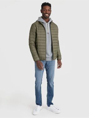 True Classic Military Green Lightweight Puffer Jacket